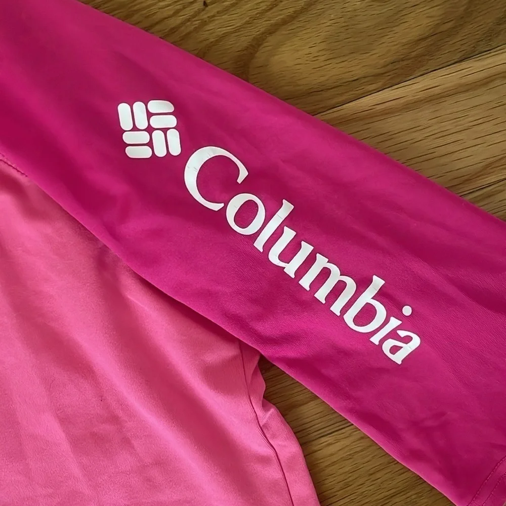 Columbia Omni-Shade Sun Protection Girls L 14 16 SPF Swim Shirt Rash Guard Pink